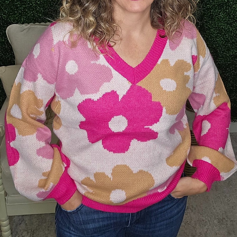 Flower power pink sweater!